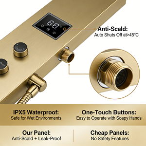 Colonia de Ducha en Oro Broceado con Grifo Monomando de Cerámica, Mezclador y Ducha de Alta Presión con Chorro de Masaje - Product Image 5