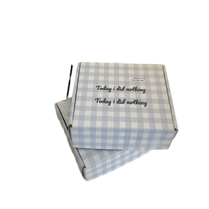 Custom Grid Print Paper Box Simple Cursive Text Printing Eco Friendly Recyclable Foldable Corrugated Gift Shipping Packaging