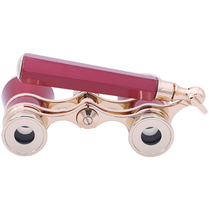 3x25 Handle lipat antik Telesope Adjustable Vintage merah logam Opera kacamata teropong - Product Image 4