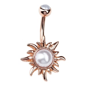 De acero inoxidable chapado en oro de ópalo sol belle piercing en el ombligo, joyería sexy - Product Image 2