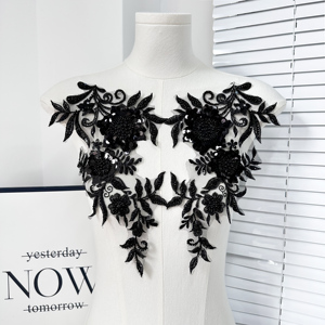 Aplique de Flores Bordado con Lentejuelas 3D, Aplique Decorativo Hecho a Mano con Cuentas Doradas <span class=keywords><strong>para</strong></span> <span class=keywords><strong>Vestidos</strong></span> de Novia y Accesorios <span class=keywords><strong>para</strong></span> Sombreros - Product Image 4