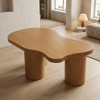 Table basse longue en bois en forme d'arc, mobile et artistique, pour salon, design contemporain, table d'appoint haut de gamme sur mesure, placage