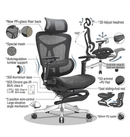 Chaise de bureau de luxe en maille avec inclinaison à 160 degrés, repose-pieds coulissant, accoudoirs 6D, vérin à gaz de classe 4, chaise de bureau ergonomique