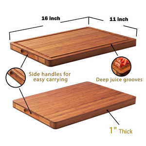 Tabla <span class=keywords><strong>de</strong></span> cortar grande y gruesa <span class=keywords><strong>de</strong></span> bambú <span class=keywords><strong>de</strong></span> color oscuro con ranura para jugos, bloques <span class=keywords><strong>de</strong></span> bambú para cortar para cocina, espacios en blanco para grabado láser - Product Image 2