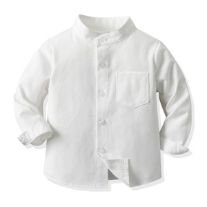 Chine Chemises d'école Fabricants <span class=keywords><strong>Chemise</strong></span> blanche de promotion de col mandarin à manches longues pour l'uniforme scolaire des enfants - Product Image 1