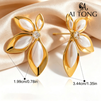 Anting-anting tusuk mutiara baroque berlapis emas 18K antialergi dan anti-korosi dari baja tahan karat, hadiah pesta pernikahan, grosir OEM