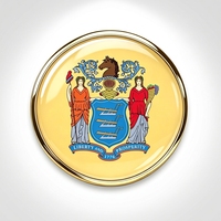 GREPAS GIFTS Épinglette drapeau du New Jersey de 1 pouce de diamètre, forme ronde, pour chapeau, thème patriotique mondial