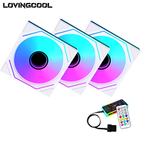 Ventilateur de boîtier PC Lovingcool en gros, 140 mm, pour ordinateurs de jeu, LED ARGB, miroir infini, faible bruit, refroidisseur d'air, ventilateur PWN