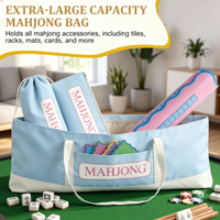Ensemble de 3 sacs de rangement portables extra longs et imperméables pour Mahjong, avec porte-pièces, tapis et sac de rangement surdimensionné en polyester à fermeture éclair motif fleurs sauvages