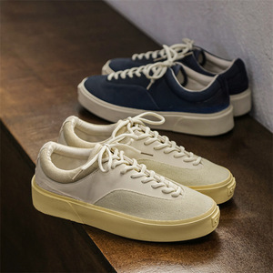 Chaussures décontractées pour hommes, style universitaire, plateforme respirante, bleu foncé et beige, prix réduit, style loisirs, populaires - Product Image 3