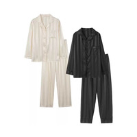 2024 grande taille femmes décontracté Satin pyjama ensemble vente chaude brodé respirant réversible écologique pour la saison d'automne