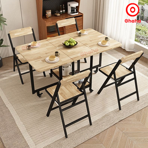 Juego de Comedor Plegable Multifuncional con 4 Sillas y Ruedas Giratorias, Mesa Moderna Multiusos que Ahorra Espacio para Comedor o Estudio - Product Image 2