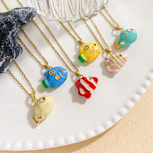 Jeutelis, collar con colgante de cobre a la moda para mujer, gran oferta con dibujos animados del océano, Delfín, ballena, payaso, pez, criatura marina, motivo - Product Image 2