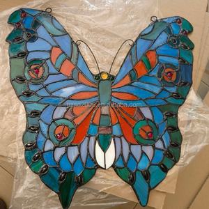Panneau de fenêtre d'église en verre teinté massif de Chine, motif papillon, diamètre 30 cm, pour gymnase, hôtel, chambre, éclairage solaire, fenêtres, portes - Product Image 3