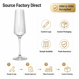 Flûte à <span class=keywords><strong>champagne</strong></span> en verre cannelé 260 mm, élégante verrerie pour réceptions et galas, faible MOQ, commande en gros, logo personnalisé - Product Image 3