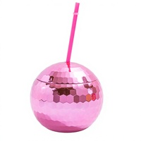 Gobelets boule disco avec pailles, 20 OZ, argentés, pour fêtes disco, décorations de fête d'anniversaire, enterrement de vie de jeune fille, boîte de nuit
