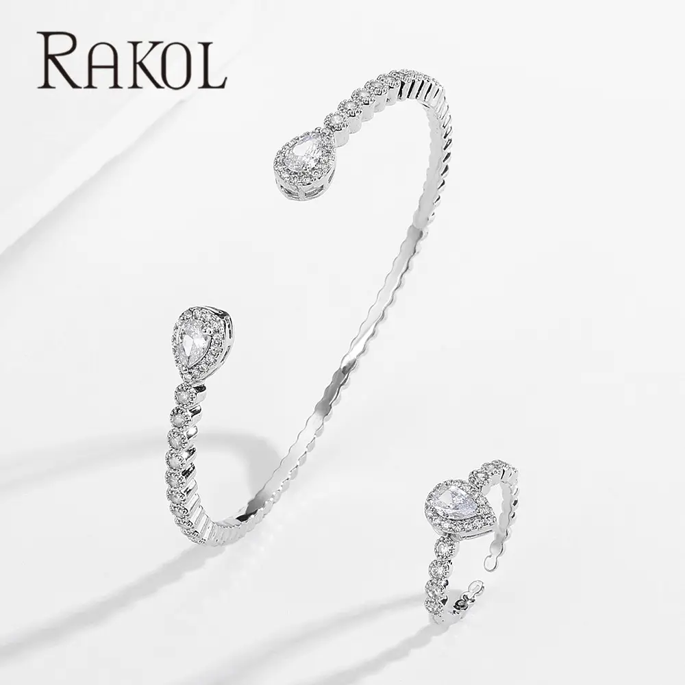 Rakol Sp3370 Groothandel Afrikaanse Dubai Cz Saffier Choker Charm Armband En Ringen Gouden Sieraden Set 3 Kleuren Verkocht Als Een Geheel