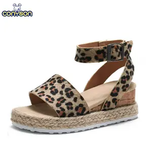 Conyson New Arrival Summer Casual Girls Toddler Sandals Fashionable Rome Shoes with Leopard Print Kids Streetwear Style Shoes