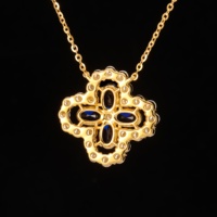 DEYIN produits personnalisés en gros 925 argent 2.75ct coupe ronde laboratoire cultivé quatre feuilles clou de girofle pendentif collier bijoux fins femmes