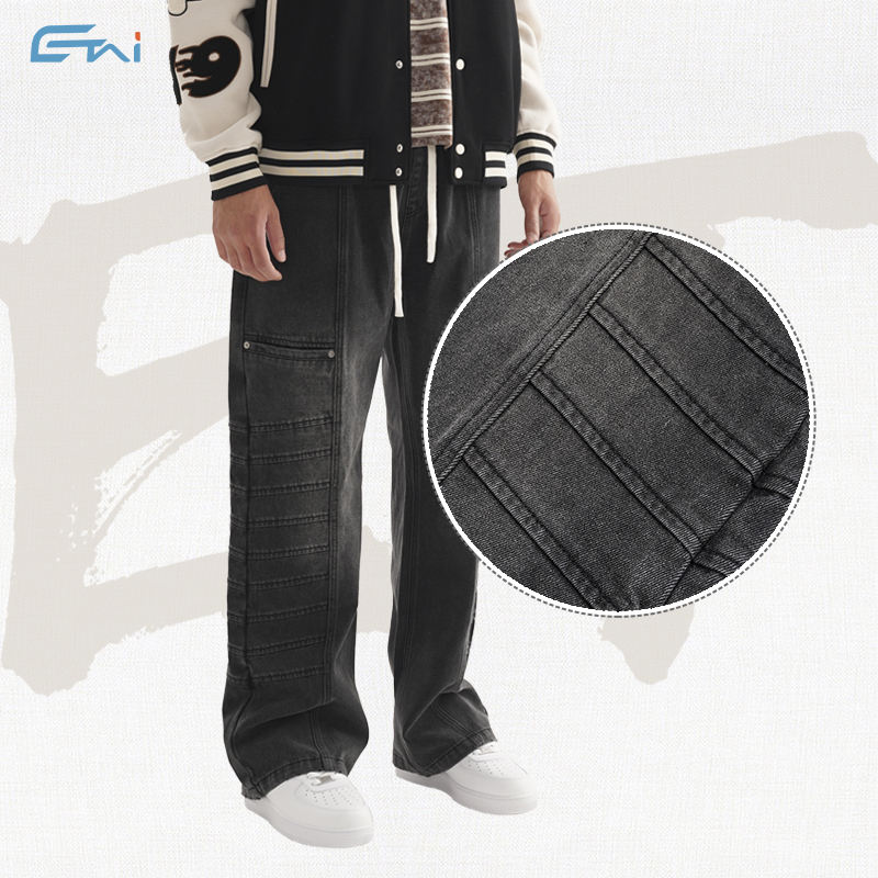 Streetwear Clothes 2024 Custom Jeans Men Cargo Trouser Pocket Ripped High  Waist Denim Flared Baggy Stacked Plus Size Men's Jeans