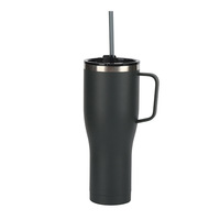 Taza de viaje de acero inoxidable con aislamiento al vacío de doble pared con revestimiento interior de cerámica de 40oz de gran capacidad, termo caliente de diseño moderno