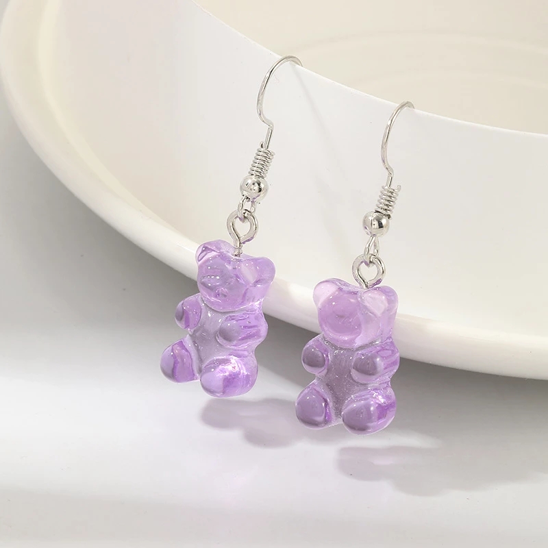 purple gummy bear earrings