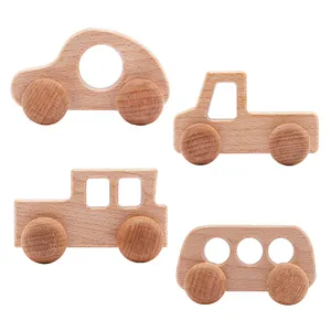 Beech mobil mainan Pickup tekan kayu mobil mainan mobil Pickup kayu untuk anak-anak pendidikan dini