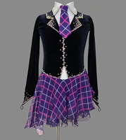 Robe de justaucorps pour filles, patinage artistique, gymnastique, roller, danse, ballet, costume de danse pour compétition de patinage artistique, strass