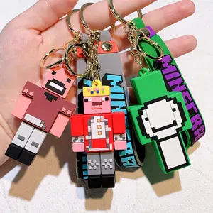 3D PVC Rubber Anime Character Cartoon Figure Key Chain Keyring Accessories Soft Pvc Game Anime Building Block Dolls Key Holder