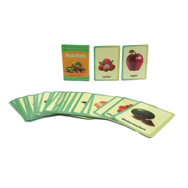 Personalizzato per bambini Flash card per bambini 2-6 anni di carte di carta da gioco educativi per l'apprendimento in età prescolare con colori forme di frutta