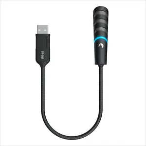 USB 미니 마이크가 연결된 데스크탑 구즈넥 컴퓨터 마이크 이미지 팟 캐스트/녹음/스트리밍을위한 노이즈 제거