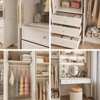Armoire moderne avec étagères de rangement à niveaux et coiffeuse intégrée, certifiée FSC, meuble de rangement pour chambre à coucher