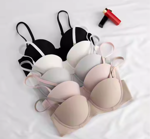Phụ nữ nửa cốc ngực nhỏ thu thập đồ lót màu rắn Áo ngực thoáng khí đồ lót liền mạch - Product Image 1