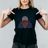 Transfert thermocollant en strass motif Black Girl pour T-shirts, prêt à presser