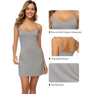 Robe de nuit en viscose de bambou personnalisée pour femmes, bretelles spaghetti, lingerie, vêtements de nuit, chemise douce, tailles S-4X - Product Image 1