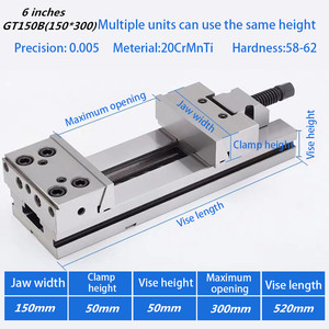 Gt150b lực kẹp tối đa 5000kg Chiều rộng hàm 150mm mở tối đa 300mm Độ chính xác <span class=keywords><strong>Vise</strong></span> 6 inch máy <span class=keywords><strong>Vise</strong></span> - Product Image 2