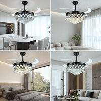 Ventilateur de plafond LED moderne personnalisable avec télécommande, 6 vitesses, silencieux, pour hôtel et villa, avec lustre et éclairage intégré