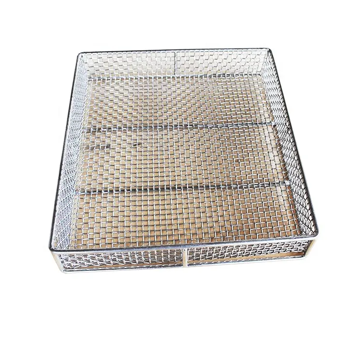 Factory price rectangle stainless steel 304 storage baskets organizer/woven wire mesh metal basket