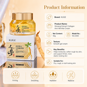 <span class=keywords><strong>Crema</strong></span> <span class=keywords><strong>Viso</strong></span> <span class=keywords><strong>Donna</strong></span> KUGE con Ginseng, Collagene e Glicerina, Anti-rughe, Anti-età, Rassodante e Idratante - Product Image 4