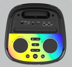 Haut-parleur portable de fête avec double woofer vertical et anneau lumineux RGB en forme de 8 - Product Image 4