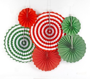 DAMAI Hot Selling Christmas Party Paper Fan Decoration Set Green Red Hanging Paper Fan Honeycomb Ball Paper Flower Ball Sets - Product Image 2