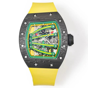 Montre automatique squelette pour homme, forme tonneau, avec tourbillon, en fibre de carbone, idéale pour le sport, les affaires et le quotidien - Product Image 1