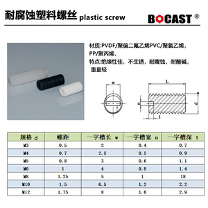 Bocast Pvdf Machine <b>Screws</b> M3 M12 Metric <b>Plastic</b> Chemical Resistant <b>Screws</b> - Product Image 3
