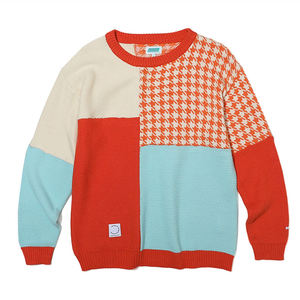 Logo personnalisé Jacquard hommes pull col rond pull tricots hiver lâche à manches longues tricoté pull décontracté en coton pour hommes - Product Image 5