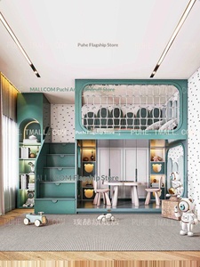 <span class=keywords><strong>Letto</strong></span> singolo per bambino in legno massello da 135 cm <span class=keywords><strong>con</strong></span> armadio <span class=keywords><strong>sotto</strong></span> e rete in corda - Nuovo stile 2026 - Product Image 4