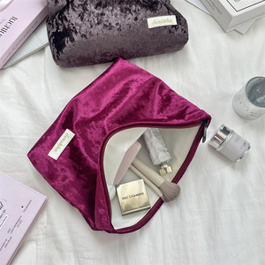 Bolsas DE ASEO con costura de etiquetas y logotipo personalizado, bolsa de terciopelo con cremallera, bolsa de cosméticos con forro de lona portátil a la moda para mujeres y hombres, bolsa de viaje - Product Image 6