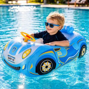 Flotador Inflable 3D para Bebés con Forma de Auto, Anillo de Natación con Volante, PVC Resistente, Anti-vuelco, para Niños Pequeños - Product Image 1