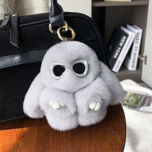 Cute Fashion Fluffy Bunny Keychain <b>Rabbit</b> Plush Key Chains with love Heart Glasses Soft <b>Rabbits</b> Fur Pompom Ball Bag Charms <b>Gifts</b> - Product Image 1