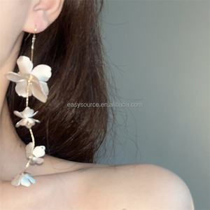 RE6065女の子女性のための不規則な花のドロップイヤリング韓国のファッション花嫁のイヤリングトレンディな結婚式のジュエリー - Product Image 3