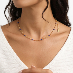 Collana in Pietra Naturale per Donne, Placcata in Oro PVD, Ipoallergenica, Elegante, alla Moda, con Cristalli Brillanti, Gioiello Charm, Regalo - Product Image 6
